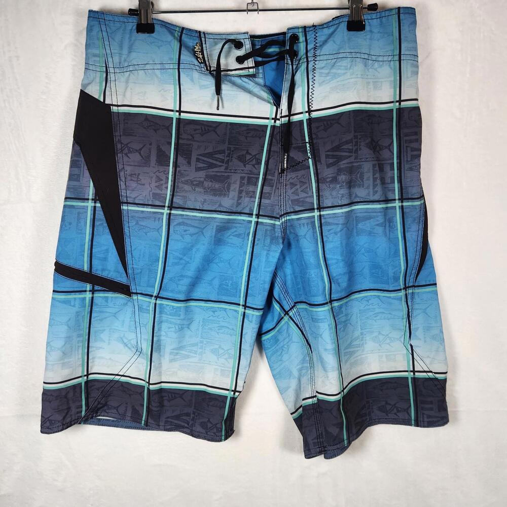 Salt Life Vapor Stretch Board Shorts Blue Mens Size‎ 34